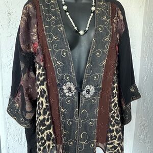 Chico's Multicolor Patchwork Teddy Jacket